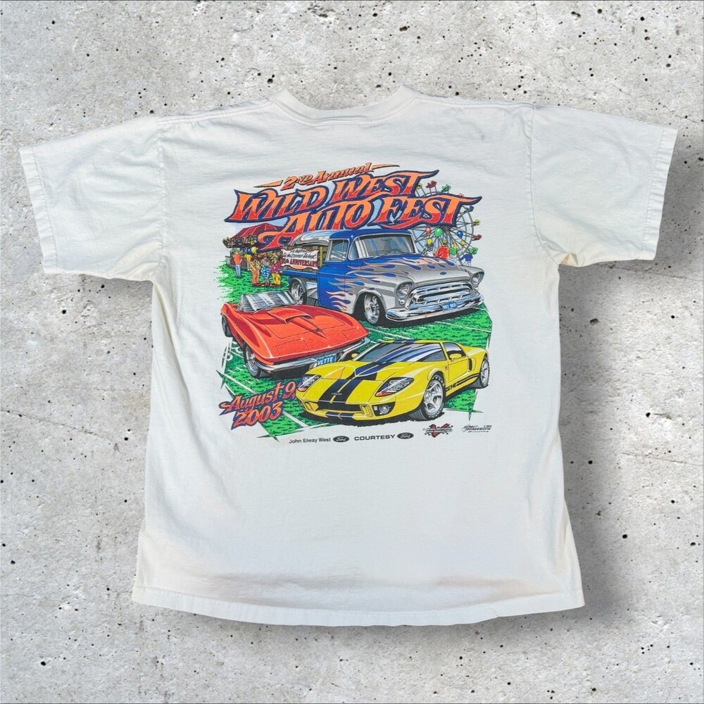Vintage 2003 Wild West Auto Fest T-Shirt Denver Mustang Club Car Show XL Anvil